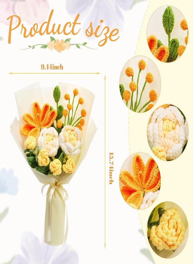 LAIDANLA Crochet Flower Bouquet Yellow Roses and Tulip Bouquet for Her, Handmade Crocheted Flowers Appreciation Graduation Anniversary Birthday Gifts for Women Wife Teacher Girlfriend Mom - Image 4