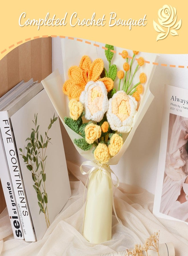 LAIDANLA Crochet Flower Bouquet Yellow Roses and Tulip Bouquet for Her, Handmade Crocheted Flowers Appreciation Graduation Anniversary Birthday Gifts for Women Wife Teacher Girlfriend Mom - Image 5
