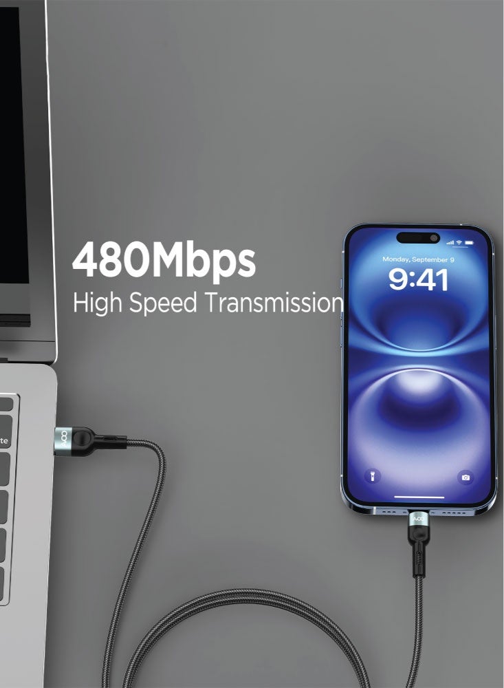 AVOO 2 Meter Fast Charging Cable – USB to Lightning 3A, Durable Braided High-Speed Data and Charging Cable for iPhone & iPad - Image 4