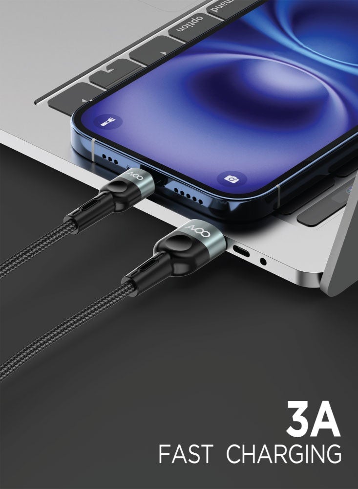 AVOO 2 Meter Fast Charging Cable – USB to Lightning 3A, Durable Braided High-Speed Data and Charging Cable for iPhone & iPad - Image 3