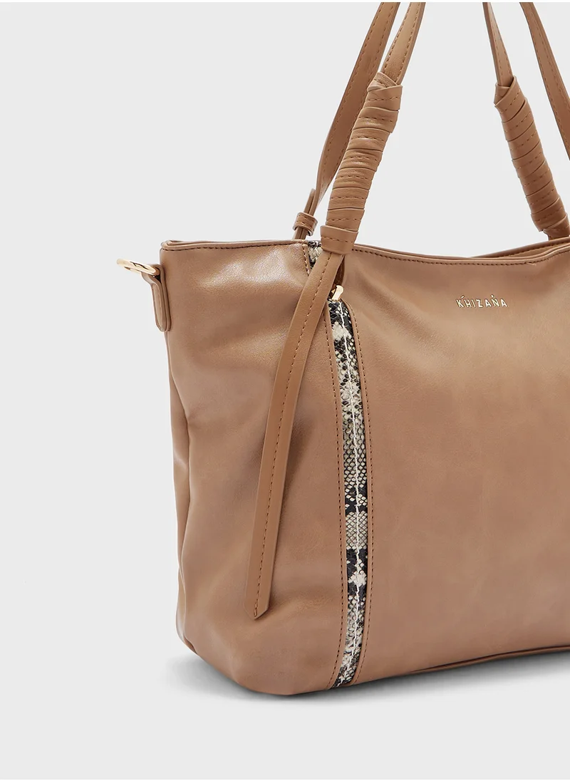 Khizana Snake Print Detail Tote Bag