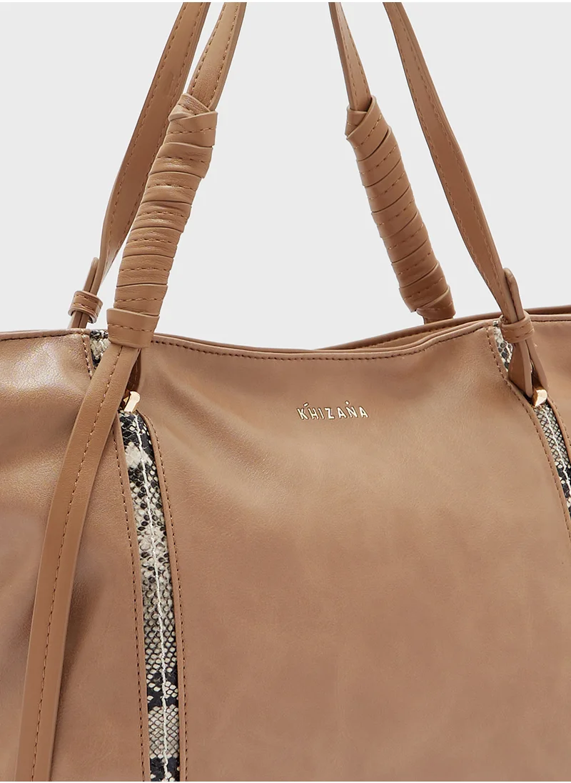 Khizana Snake Print Detail Tote Bag
