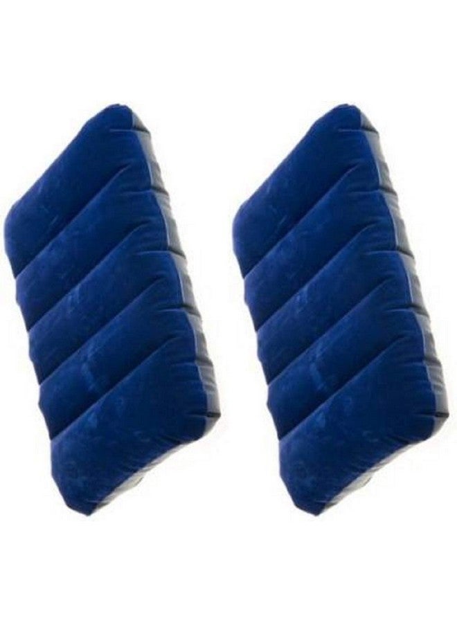 Liznoriz Velvet Air Pillow Cushion Sleeping Bag Backpacking Pillow Soft Comfortable Air Inflatable Travel Pillow Tourist Pillow (Blue) (Pack of 2) - Image 1