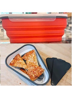 BESANTEK Pizza Container with 5 Serving Trays- Expandable Pizza Storage Container That Save Plenty Of Space And Organize - Microwaveable, BPA Free, & Dishwasher Safe (Red)  - Image 1