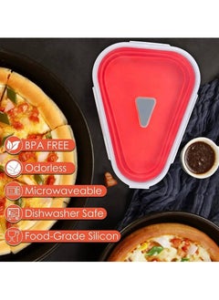 BESANTEK Pizza Container with 5 Serving Trays- Expandable Pizza Storage Container That Save Plenty Of Space And Organize - Microwaveable, BPA Free, & Dishwasher Safe (Red)  - Image 2