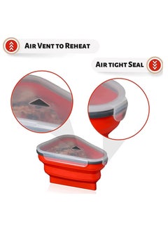 BESANTEK Pizza Container with 5 Serving Trays- Expandable Pizza Storage Container That Save Plenty Of Space And Organize - Microwaveable, BPA Free, & Dishwasher Safe (Red)  - Image 3