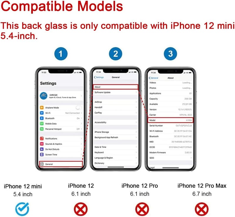 Perzework استبدال زجاج خلفي أصلي لجهاز آيفون 12 ميني 5.4 بوصة (أزرق) مع مجموعة أدوات الإصلاح - Image 2
