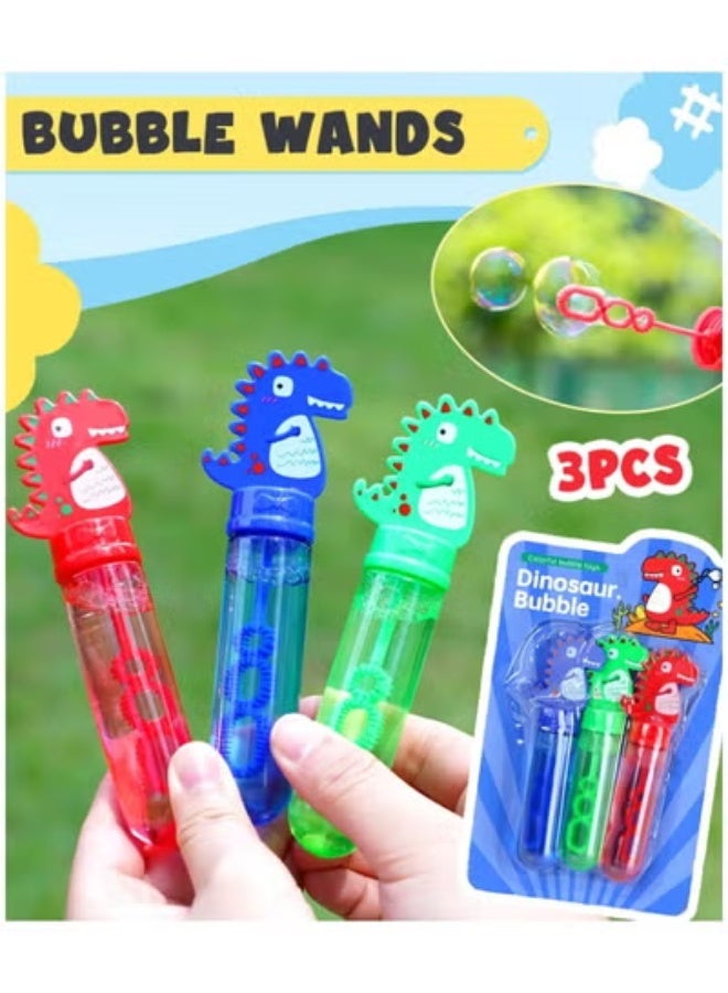 DAT Dinosaur Bubble Wands Set | Cute Dino Design + Easy Grip | 3PCS Pack | Assorted Colors | Outdoor Bubble Toy for Kids Parties & Playtime - Image 1