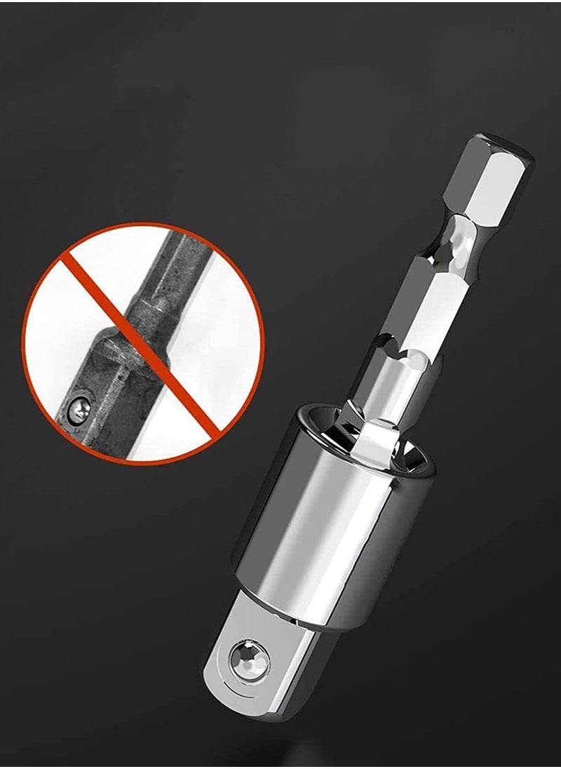 SYOSI - Power Drill Sockets Adapter Impact Driver Adapter 360 Degrees Rotatable Hex Shank Impact Driver Socket Adapter Socket to Drill Adapter 1/4" 3/8" 1/2" Impact Driver Adapter 3 Piece - Image 1