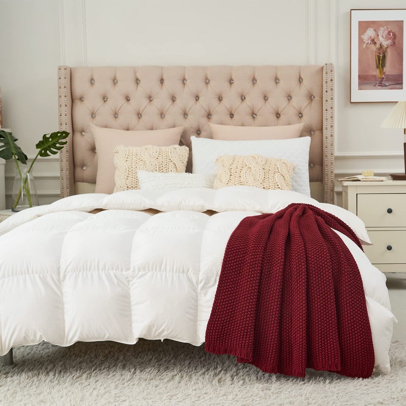 Longhui bedding Chunky Cable Knit Throw Blanket Lightweight Burgundy 100% Organic Cotton Blanket for Sofa Couch Bed Baby Nursery, Rustic Shabby Chic Modern Farmhouse, 51â€ x 63â€ Give Laundering Bag - Image 5
