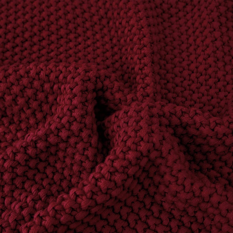 Longhui bedding Chunky Cable Knit Throw Blanket Lightweight Burgundy 100% Organic Cotton Blanket for Sofa Couch Bed Baby Nursery, Rustic Shabby Chic Modern Farmhouse, 51â€ x 63â€ Give Laundering Bag - Image 4