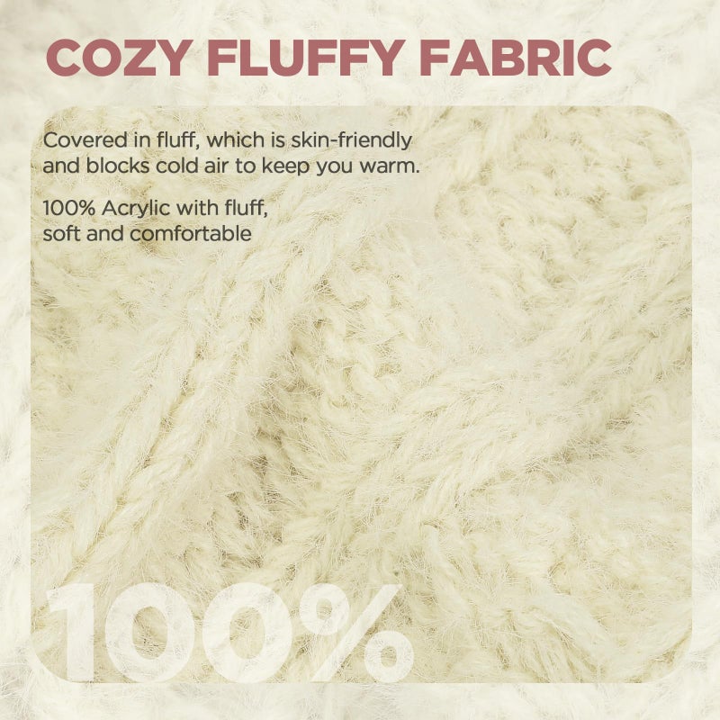 Goocoz Womens Beanie Hat Infinity Scarf Touchscreen Gloves Fleece Headband 4 in 1 Winter Clothes Set Gifts for Women Apricot - Image 5