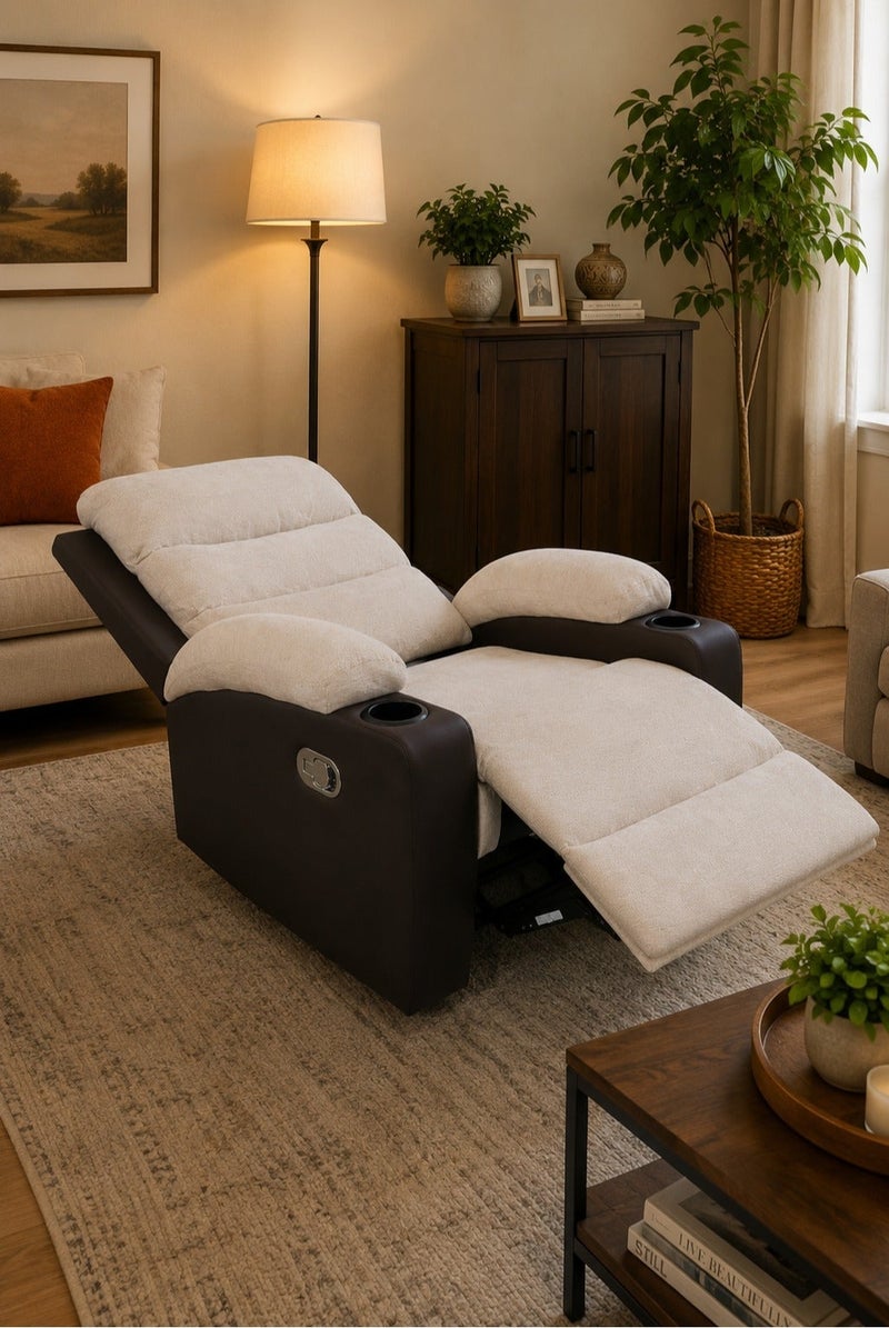 Luxury Manual Recliner Sofa Chair with Cup Holders for Living Room Comfort Seating - Image 4