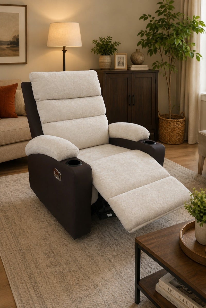 Luxury Manual Recliner Sofa Chair with Cup Holders for Living Room Comfort Seating - Image 2