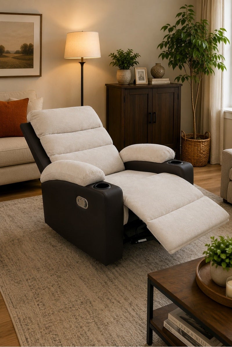 Luxury Manual Recliner Sofa Chair with Cup Holders for Living Room Comfort Seating - Image 3