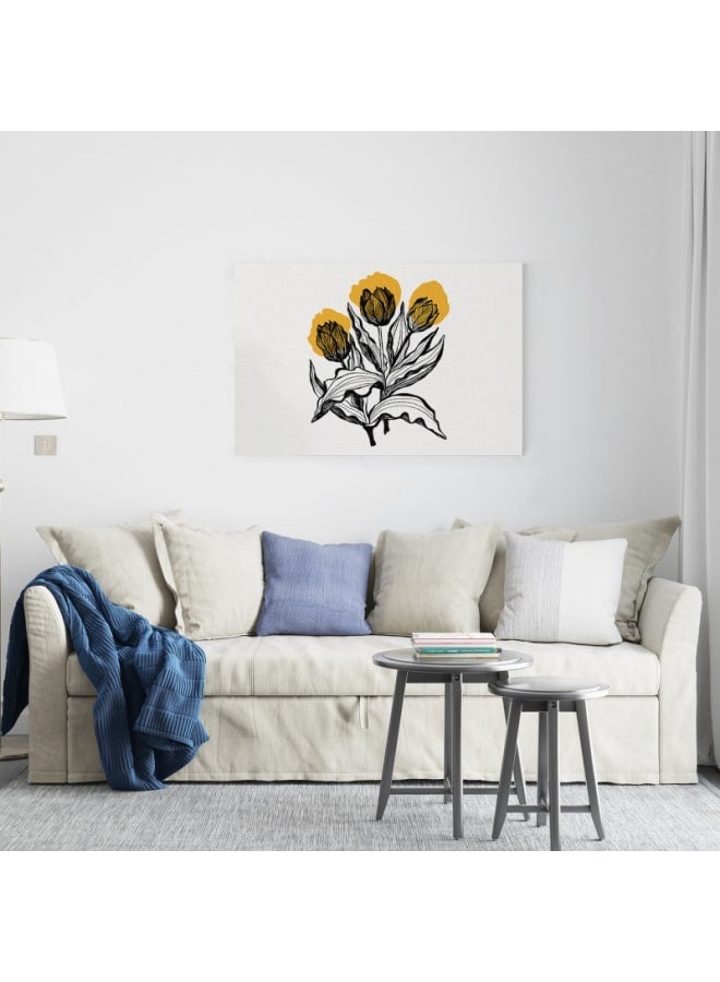 Home Gallery Detailed Illustration Three Flowers Black Yellow Printed canvas wall art 120x80 - Image 4