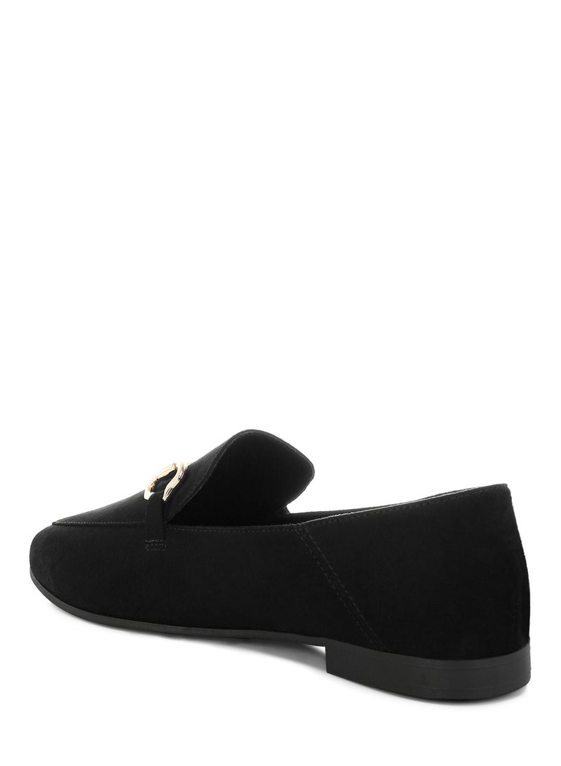 London Rag Women's Horsebit Embellished Flat Loafers in Black - Image 3