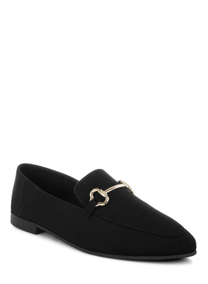 London Rag Women's Horsebit Embellished Flat Loafers in Black - Image 2