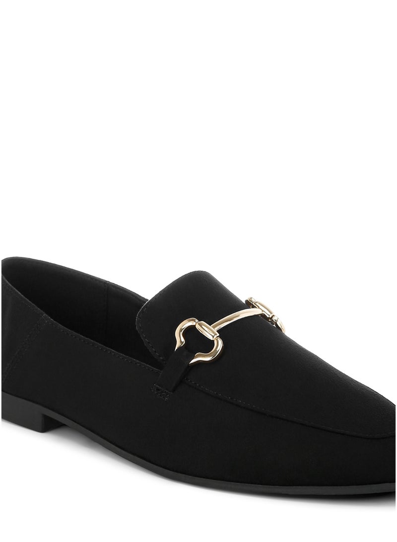 London Rag Women's Horsebit Embellished Flat Loafers in Black - Image 5