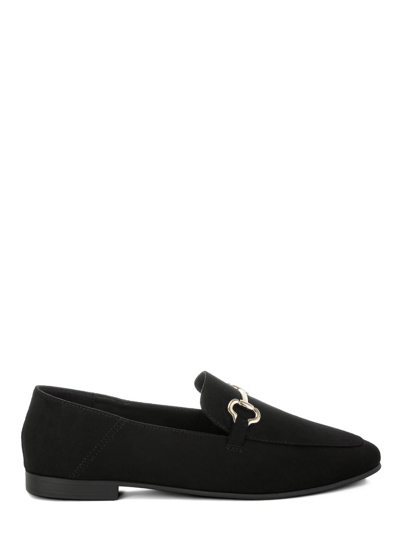 London Rag Women's Horsebit Embellished Flat Loafers in Black - Image 1