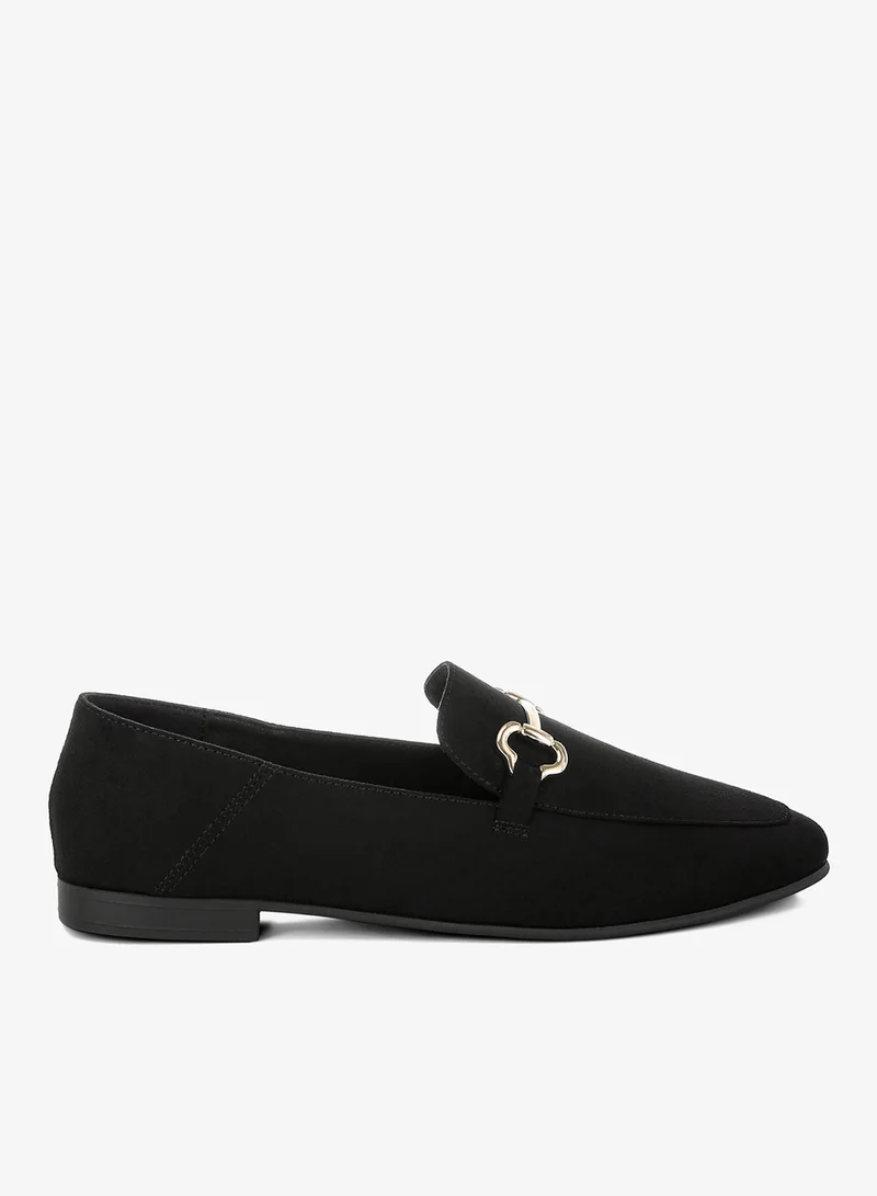 London Rag London Rag Women's Horsebit Embellished Flat Loafers in Black