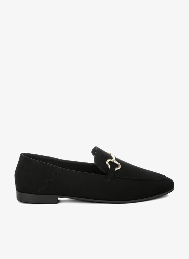 London Rag London Rag Women's Horsebit Embellished Flat Loafers in Black