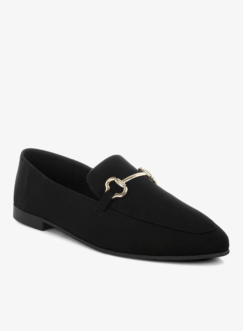 London Rag London Rag Women's Horsebit Embellished Flat Loafers in Black