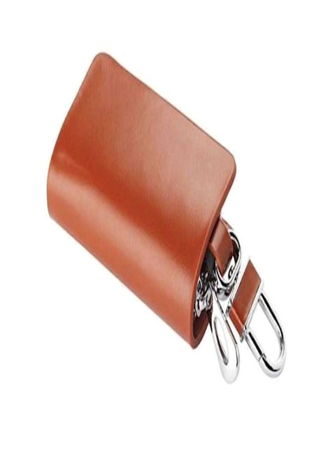 نيبمينينت سلسلة مفاتيح وحافظة نقود معدنية من الجلد مزودة بسحاب ومزينة بشعار Bmw بلون بني