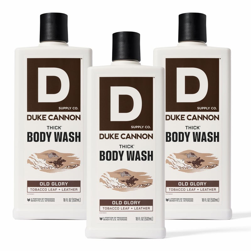 Duke Cannon Supply Co. Thick High-Viscosity Body Wash for Men Smells Like Old Glory - Plant-Based Thickeners, Superior Lather, Natural Exfoliate, 17.5 oz. (3 Pack) - Image 1
