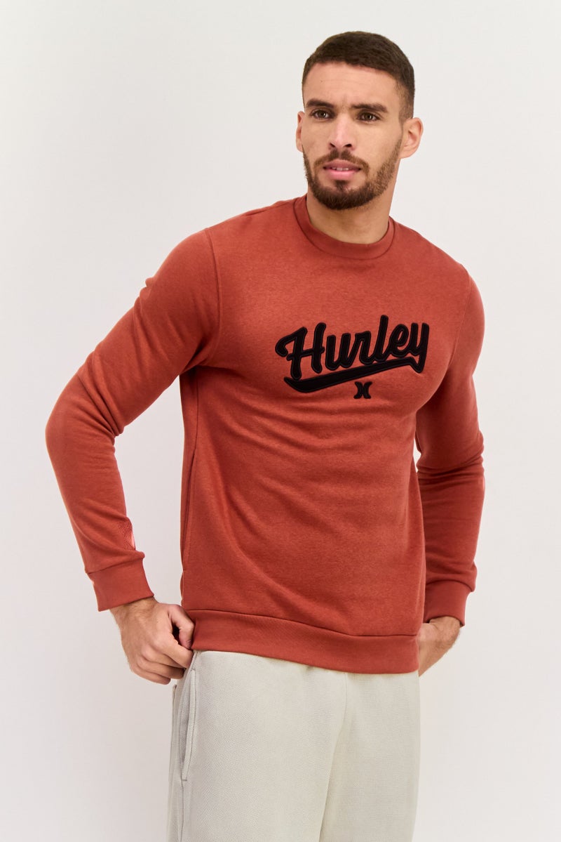 Hurley Men Sportwear Fit Long Sleeve Training Sweatshirt, Rust  - Image 1