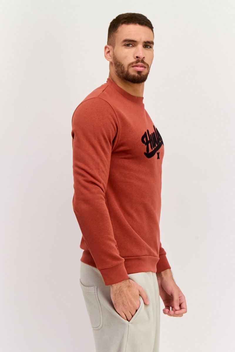 Hurley Men Sportwear Fit Long Sleeve Training Sweatshirt, Rust  - Image 2