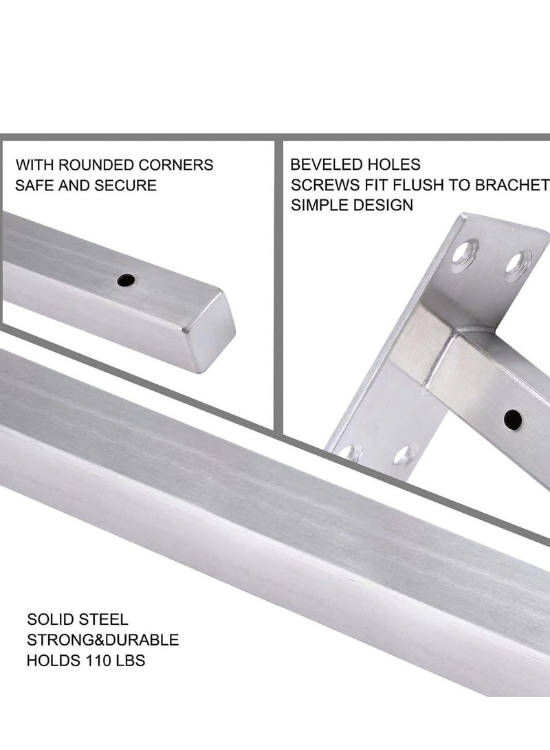 Floating Shelf Brackets,  2 Pcs 6 inch Silver Heavy Duty Shelf Brackets, Premium Solid Steel Shelf Supports for Shelves, Heavy Floating Shelves Hardware for Shelves Support DIY  - Image 3