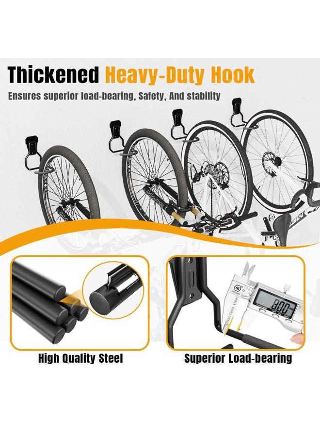Wallavant Wall Mount Bike Hooks, Bike Hooks for Garage, Vertical Bike Hanger for Indoor Use, Heavy Duty with 8mm Thick Steel Frame, 4PCS Storage System, Black - Image 3