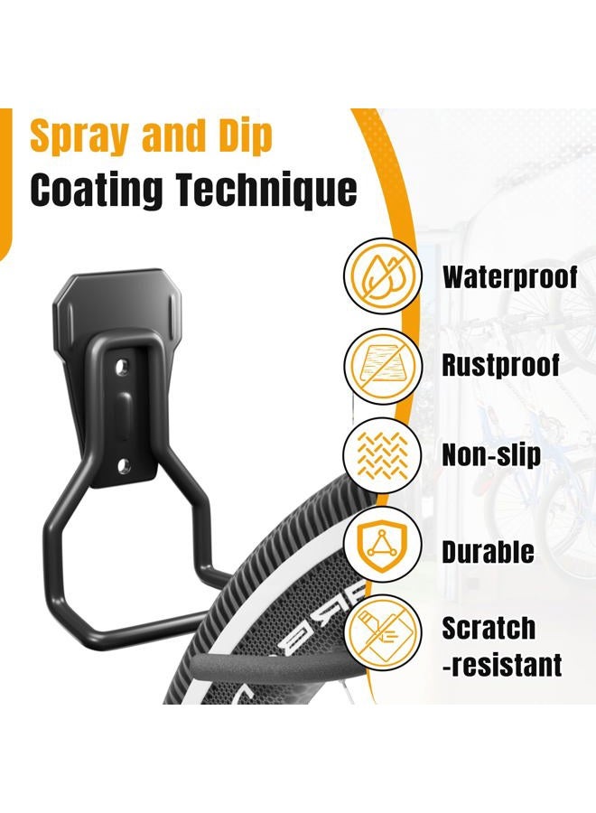 Wallavant Wall Mount Bike Hooks, Bike Hooks for Garage, Vertical Bike Hanger for Indoor Use, Heavy Duty with 8mm Thick Steel Frame, 4PCS Storage System, Black - Image 5