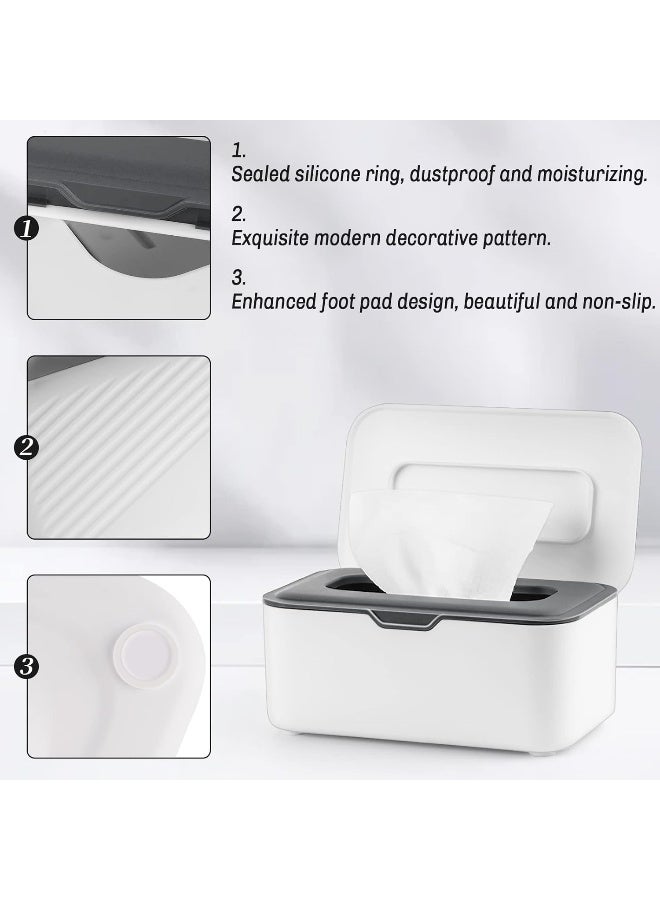Whiidoom Baby Wipes Dispenser Wipes Holder Wipes Container Case, Keep Wipes Fresh and Clean, for Home Office Kitchen (New Grey) - Image 3