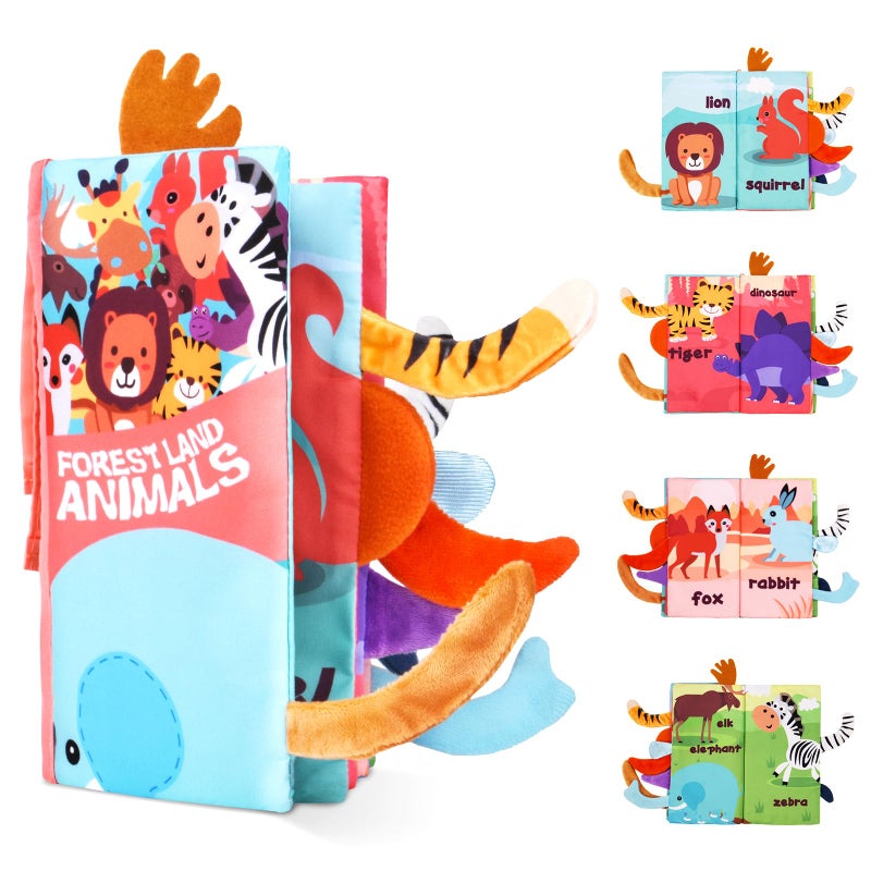 Vicloon كتب فيكلون للأطفال 0-6 أشهر، كتب قماش ناعمة، كتب استحمام للأطفال، ألعاب بطن للأطفال، ألعاب حسية عالية التباين، كتب تعليمية مبكرة قابلة للغسل وغير سامة - Image 1