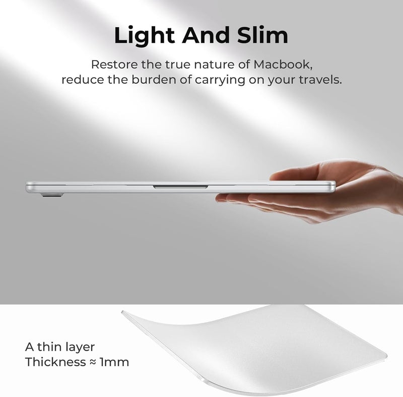 BlueSwan for MacBook Air 15 inch Case, 2026-2023 M5 M4 M3 M2, Anti-Scratch Flexible Protective Laptop Cover with Grippy Matte Texture, Slim and Easy Installation, Frosted White - Image 3