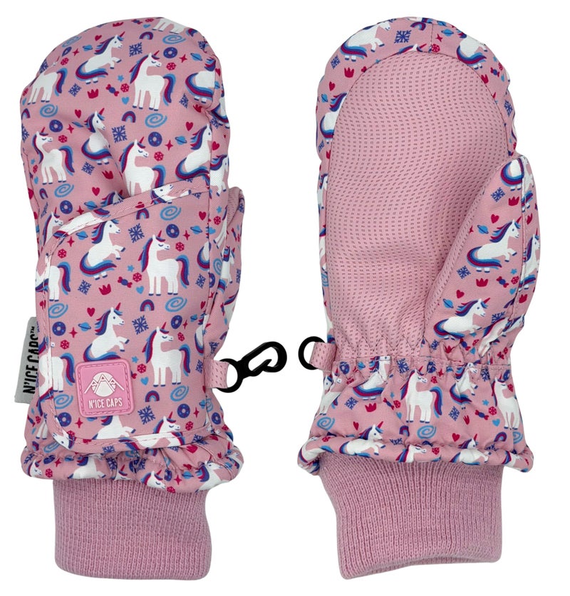 N'Ice Caps Kids Waterproof Snow Mittens Cold Weather Thinsulate Insulated (2-3 Years, Light Pink) - Image 1