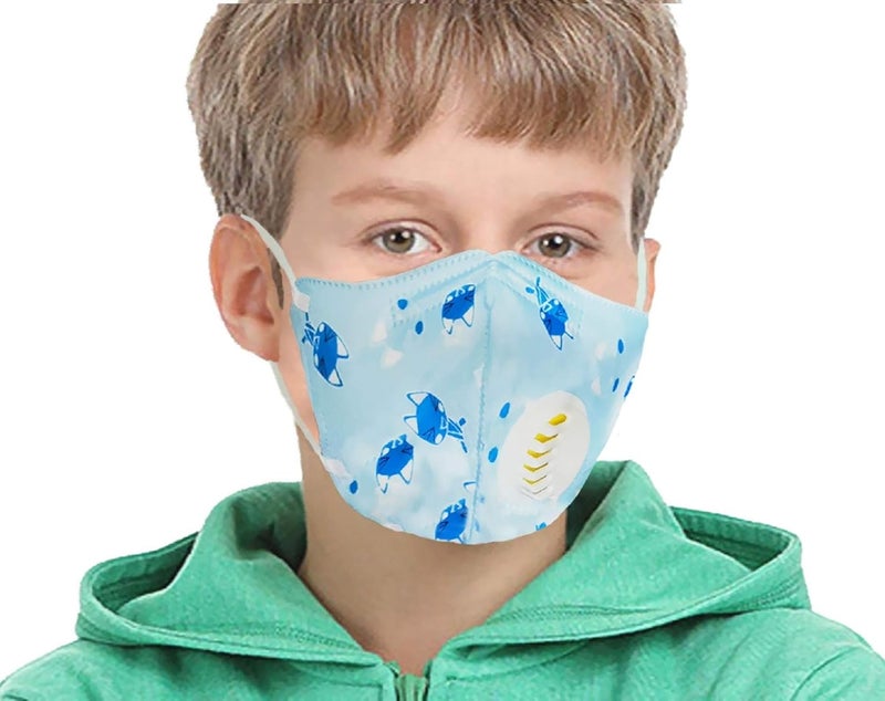 Vritraz PM 2.5 Anti-Pollution Activated Carbon Face Mask with Breathing Valve and replaceable filter Plain Blue - Image 1