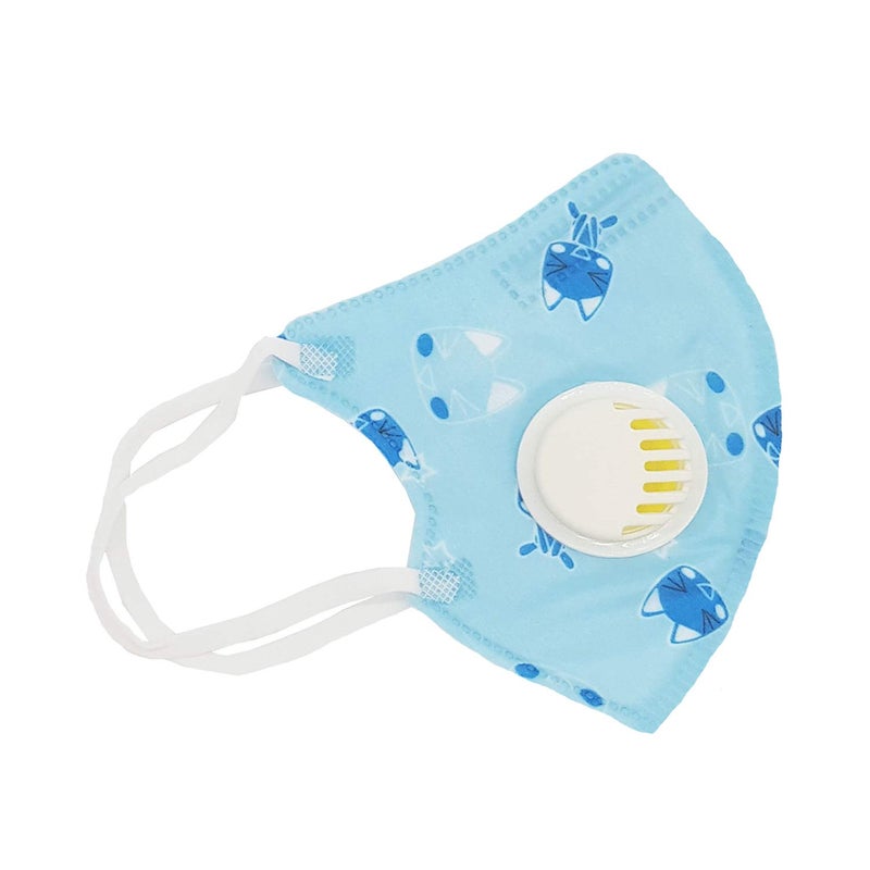 Vritraz PM 2.5 Anti-Pollution Activated Carbon Face Mask with Breathing Valve and replaceable filter Plain Blue - Image 2