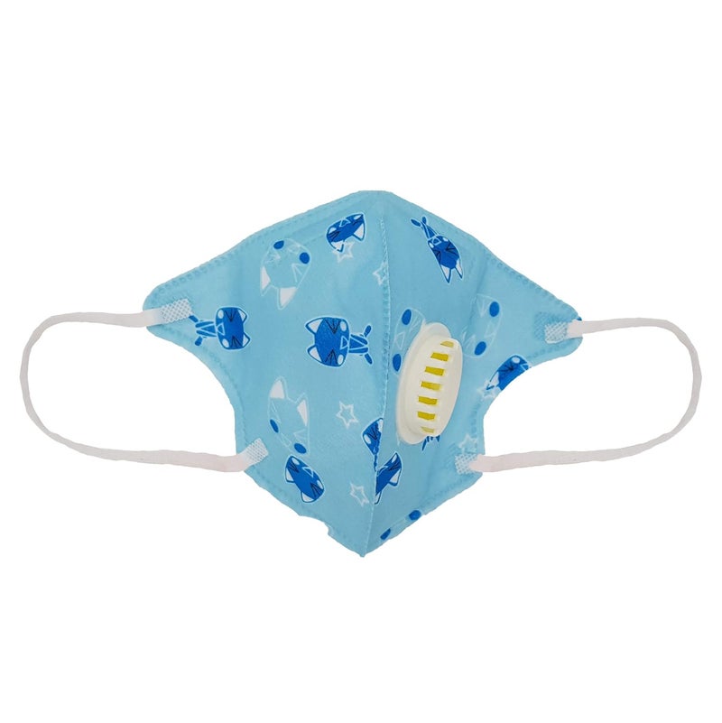 Vritraz PM 2.5 Anti-Pollution Activated Carbon Face Mask with Breathing Valve and replaceable filter Plain Blue - Image 3