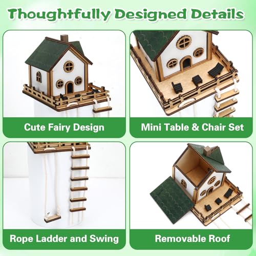JULEASEL Fairywood Mini Treehouse Whimsical Wooden Treehouse for Plant Pots Fairy Gardens Indoor Greenery Miniature Treehouse for Desktop Dcor - Image 3