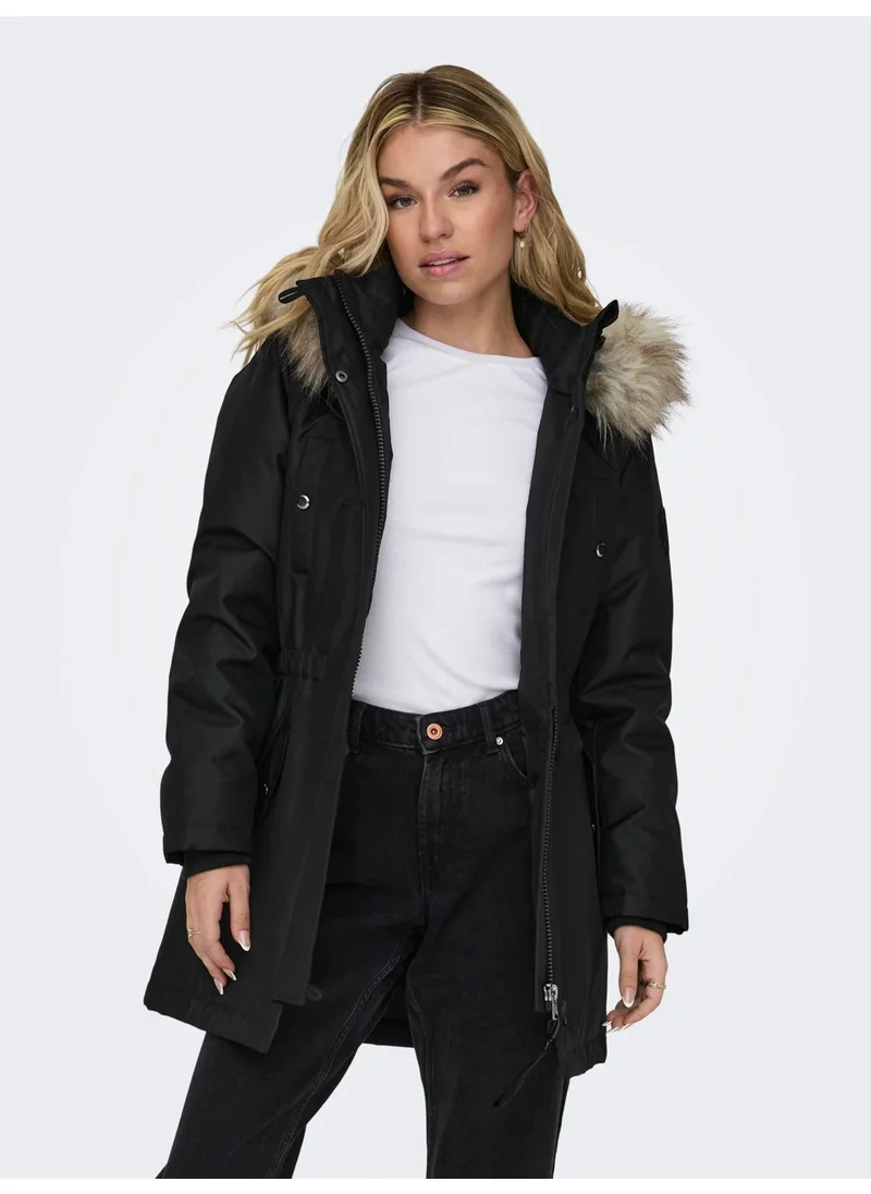 اونلي Hooded Black Women's Parka 15304625