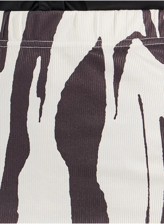 ستايلي Knitted Abstract Print Fit & Flare Midi Skirt