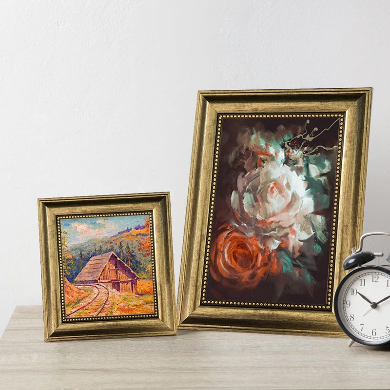 TKYGU 4x6 Picture Frame with Real Glass, 4 set Ornate Vintage Picture Frames for Wall or Tabletop Display, Gold 4 x 6 Frame for Wall home best gift - Image 5
