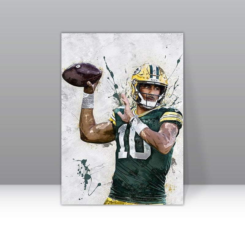 TNESSENTIAL Jordan Love Poster Green Bay Packers Football Framed Canvas Print NFL Wall Art Print Home Decor Artwork For D153 Birthday Gift - Image 1