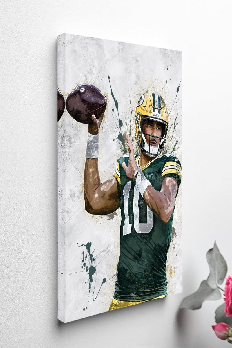 TNESSENTIAL Jordan Love Poster Green Bay Packers Football Framed Canvas Print NFL Wall Art Print Home Decor Artwork For D153 Birthday Gift - Image 4