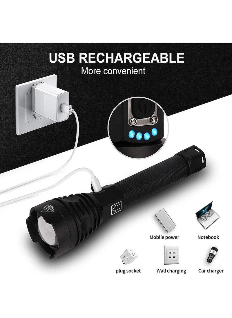 100000 High Lumens Rechargeable LED Flashlights Super Bright Powerful Flashlights With 5 Lighting