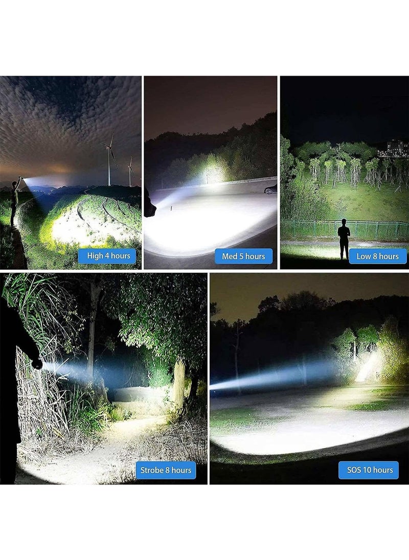 100000 High Lumens Rechargeable LED Flashlights Super Bright Powerful Flashlights With 5 Lighting