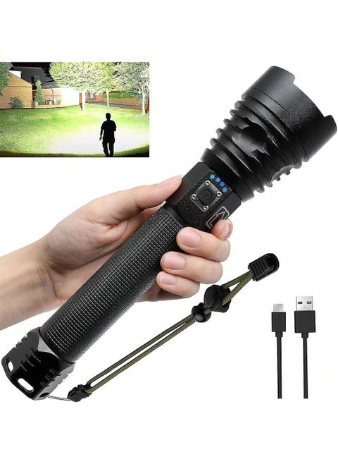 100000 High Lumens Rechargeable LED Flashlights Super Bright Powerful Flashlights With 5 Lighting